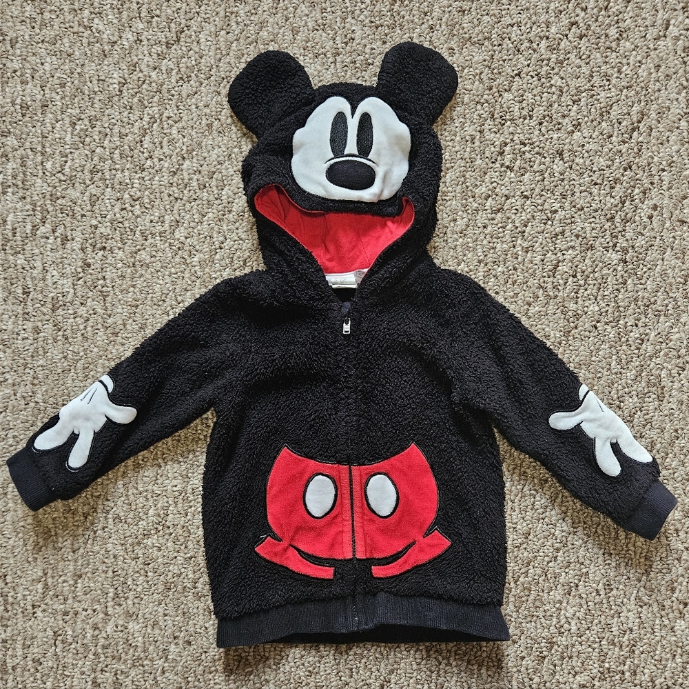 H&M Baby Disney© Mickey Mouse Sherpa Fleece Hooded Zip-Up Jacket - Size 9-12 Mos